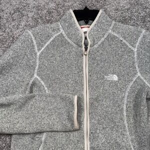 The North Face Womens Fleece Jacket Gray Full Zip Pockets Thumbholes Medium